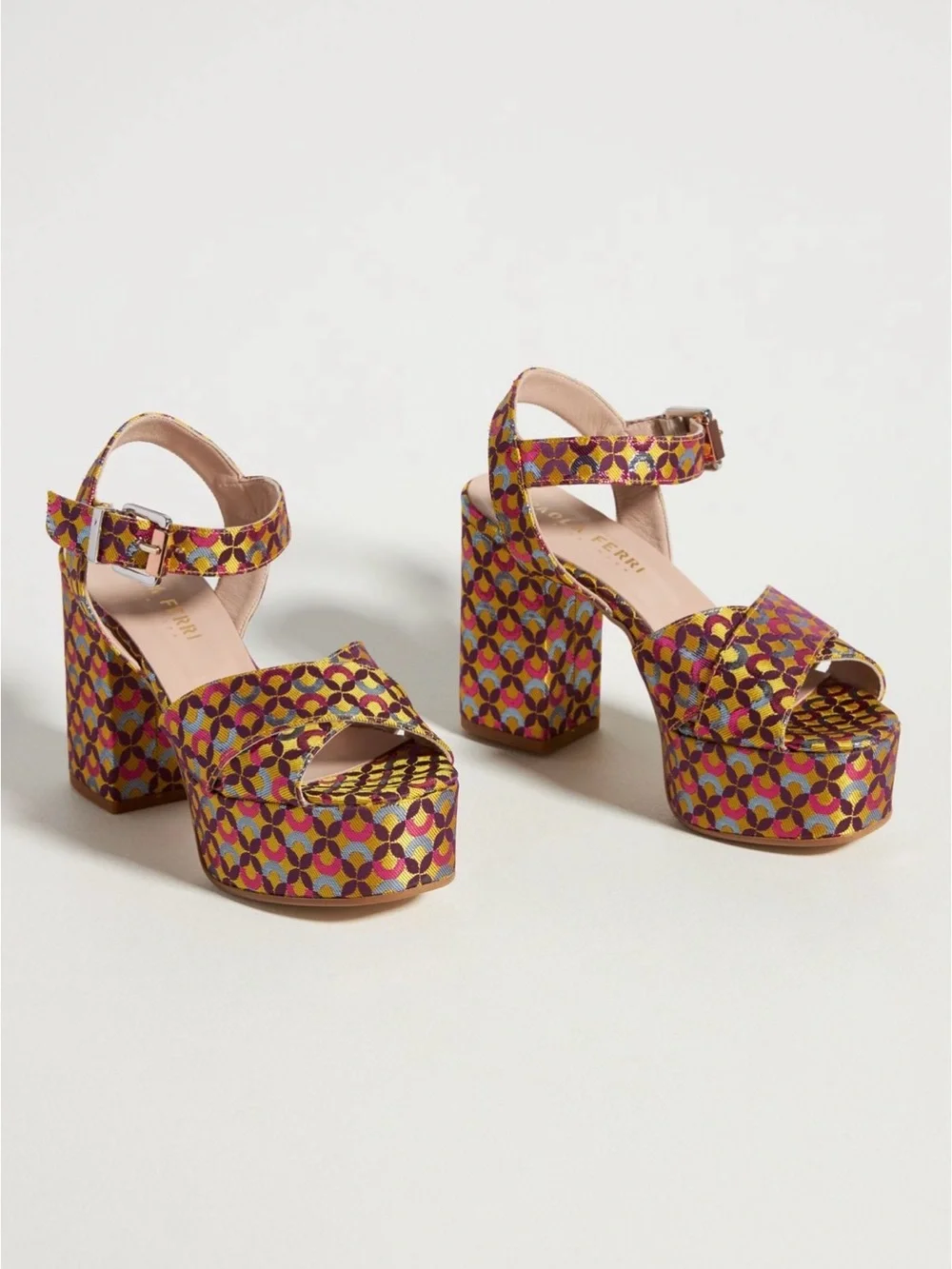 Paola Ferri retro platform sandals, size 38 (7.5)